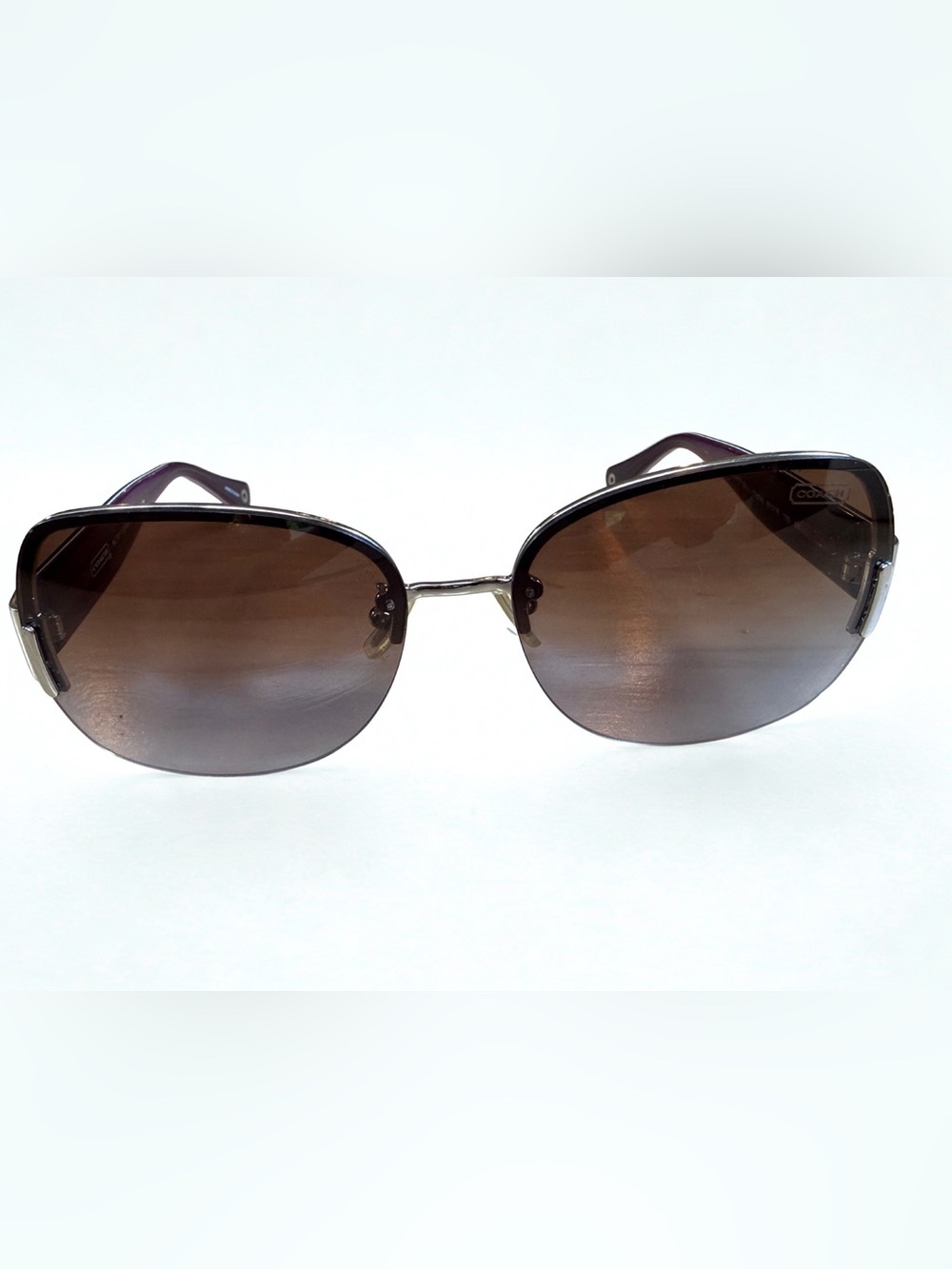 COACH Brandi Silver Purple Butterfly Sunglasses HC7011 With Case - Picture 3 of 9